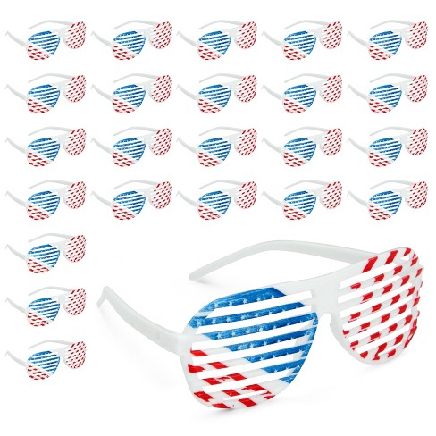 American Flag Shutter Shades, Patriotic Party Favors for 4th of July (24 Pack)