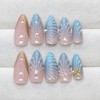 LOVELAY CREATIONS Medium Almond Ombre Blue Press-On Nails with Pearl Seashell - 2 of 4