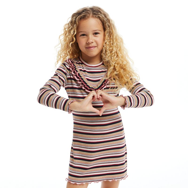 Andy & Evan  Toddler Girls Lurex Stripe Rib Knit Dress, 5 of 6
