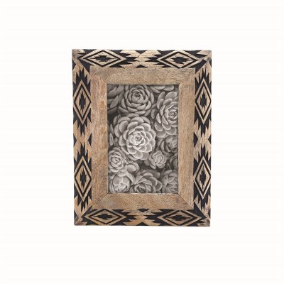Natural Wood 4 x 6 inch Southwest Pattern Decorative Wood Picture Frame - Foreside Home & Garden