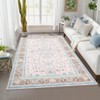 Floral Indoor Washable Area Rug, Non-Slip Backing Low Pile Folding Soft Floor Cover for Kitchen Hallway Laundry Living Room Bathroom - 2 of 4