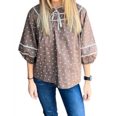 Women's Bow Print Blouse - entro