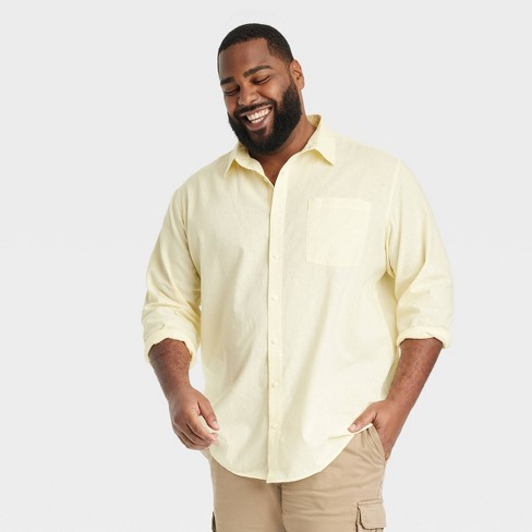 Men's yellow button down 2024 shirt