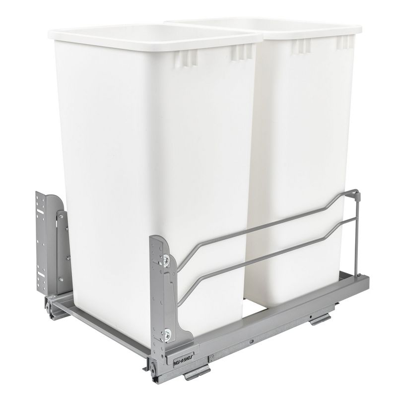 Rev-A-Shelf Double Pull-Out Trash Can for Full Height Kitchen Cabinets 50 Quart 12.5 Gallon with Soft-Close Slides, 53WC-2150SCDM-217, 1 of 7
