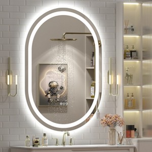 pmir Super Bright 192 LEDs/m LED Lighted Anti-Fog Tempered Glass Irregular Bathroom/Vanity Mirror with ETL & 3-Year Warranty - 1 of 4