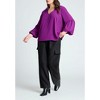 ELOQUII Women's Plus Size Balloon Sleeve Collared Blouse - 4 of 4