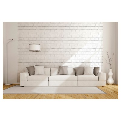 Textured Brick Peel &#38; Stick Wallpaper White - Threshold&#8482;_4