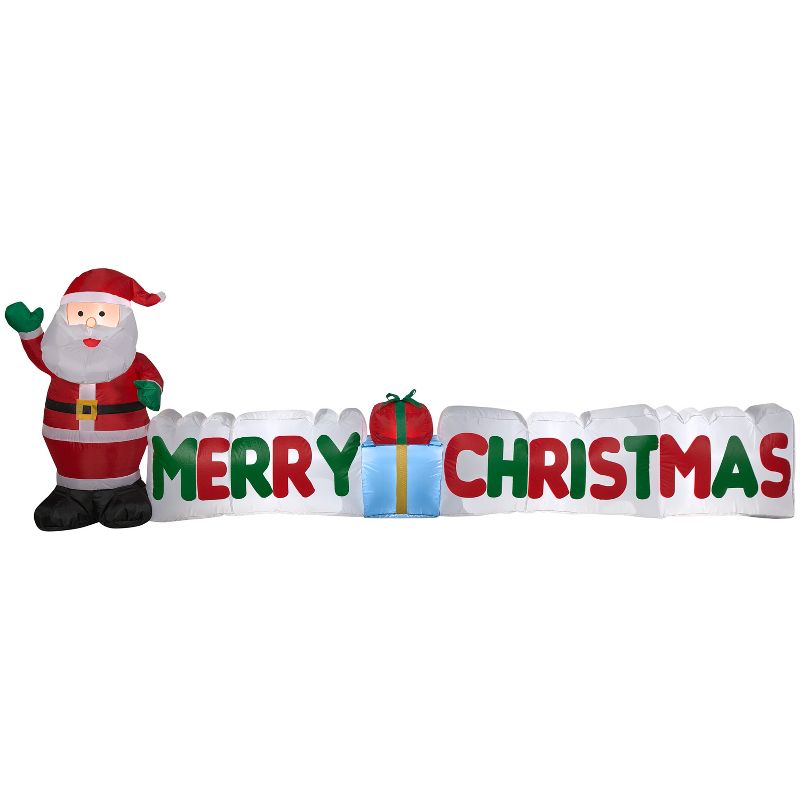 Gemmy Christmas Inflatable "Merry Christmas" Sign with Santa, 3 ft Tall, Multi, 1 of 7