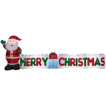 Gemmy Christmas Inflatable "Merry Christmas" Sign with Santa, 3 ft Tall, Multi