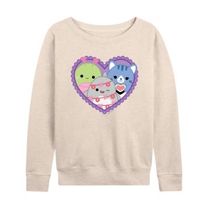 Women's - Squishmallows - Squish Heart Lightweight French Terry Wide Neck Long Sleeve Graphic Shirt - 1 of 4