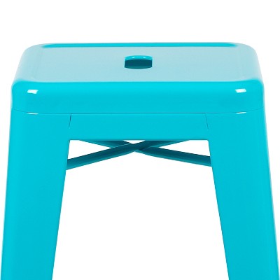 Teal 46'' Industrial Metal Backless Barstool - Set of 4