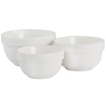 Martha Stewart Everyday Small 3 Piece Ceramic Bowl Set in White