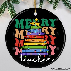 Teacher's Colorful Crayon Christmas Tree Ornament, Fun and Festive Educator Gift| OrnamentallyYou - 1 of 4