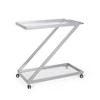NAYSAYE Bar Serving Cart Modern Glass Shelves with Durable Iron Frame and Rolling Casters for Living Room , Silver, 36.5"*18.75"*34" - 2 of 4