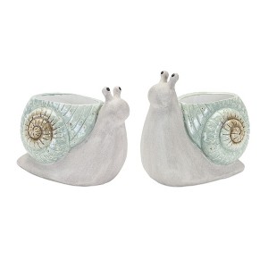 Melrose Whimsical Terracotta Snail Planter (Set of 2) - 1 of 3