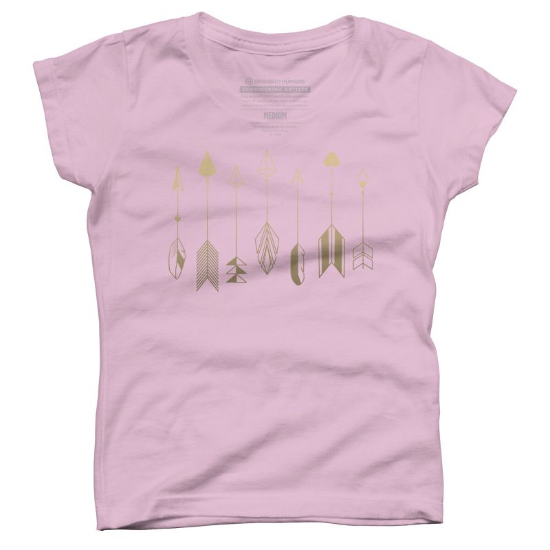 Girl's Design By Humans Be Brave Little Arrow (gold) By staceyroman T-Shirt, 1 of 4