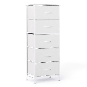 Lyngins 5-Drawer Tall Dresser for Bedroom, Spacious Chest of Drawers, Storage Cabinet with Fabric Bins & Wooden Top for Closet/Entryway/Nursery - 1 of 4