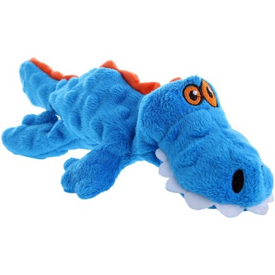 goDog Gators Squeaky Plush Dog Toy, Chew Guard Technology - Blue, Small