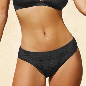 Women's Textured Low-Waist Swim Bikini Bottoms - Cupshe - 1 of 4