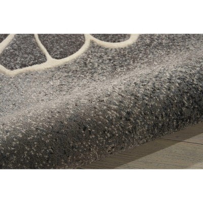 Gray Floral Synthetic Rectangular Stain-Resistant Rug, 5'3" x 7'3"