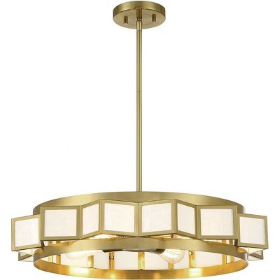 Gideon Warm Brass Drum 4-Light Chandelier