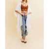 Women's Ruffle Edge Bohemian Lightweight Flowing Duster Wrap Cover Up - LETO - 3 of 4