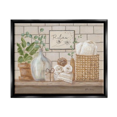 Stupell Industries Uplifting Bathroom Spa Relax Scene Framed Canvas