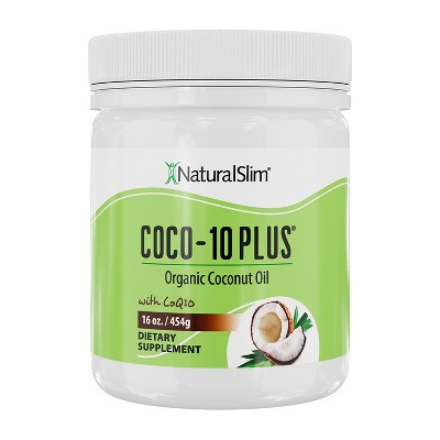 NaturalSlim Coconut Oil with CoQ10 - MCT Oil Organic Coconut Oil for Baking, Mixing with Shake, Smoothie