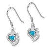 Black Bow Jewelry 10mm Created Blue Opal Double Heart Dangle Earrings in Sterling Silver - 2 of 4
