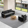 VASIP Velvet Sofa and Chair Combo, Plush Black Couch and Armchair with Gold Metal Accents, Deep Seats - 2 of 4