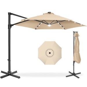Best Choice Products 10ft 360° Rotating Cantilever Easy Auto Open Patio Umbrella w/ Solar LED Lights - 1 of 4