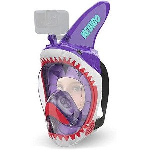 NEBIBO Kids Snorkel Mask Full Face, Snorkeling Detachable Camera Mount, Aqua, XS - 1 of 4