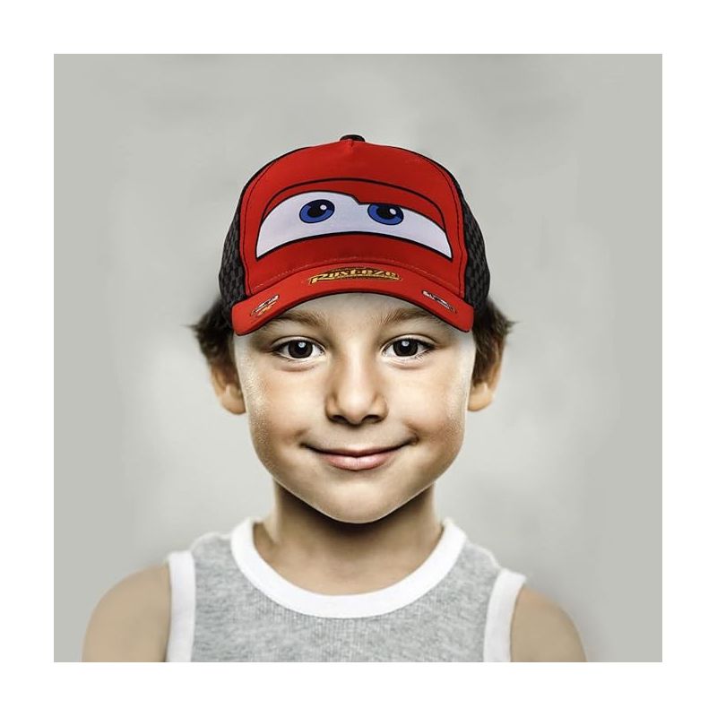 Lightning McQueen Boys Baseball Hat, Cars Kids Hat for Kids Ages 2T-7 (Checkered), 2 of 4