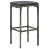 VidaXL Bar Stools with Cushions 6 pcs Gray Poly Rattan - 2 of 4