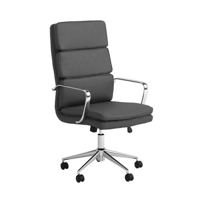 Padded Panel Back Office Chair with Horizontal Stitching Gray - Benzara