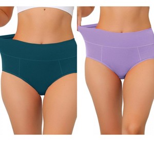 Allegra K Women's High Waist Available in Plus Size Tummy Control Briefs 2 Packs - 1 of 4