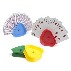 Slickblue Set of 4 Triangular Playing Card Holders - Hands-Free Playing Card Holders with Spring Grip for Game Nights - 1 of 3