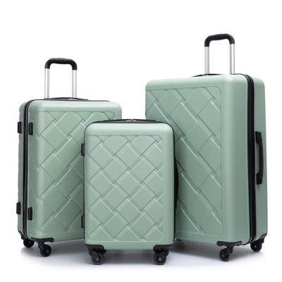 Vynxaria 8-Piece Green Hardshell Luggage Set: 20/24/28 Suitcases + Handbag + 4 Storage Bags with Spinner Wheels