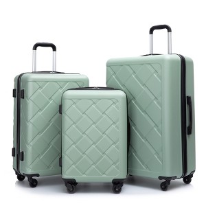 Vynxaria 8-Piece Green Hardshell Luggage Set: 20/24/28 Suitcases + Handbag + 4 Storage Bags with Spinner Wheels - 1 of 4