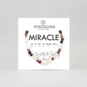 ETHIC GOODS Women's 4mm Morse Code Bracelet [MIRACLE] - Fancy Jasper & Pink - 1 of 4