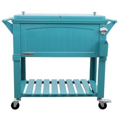 80qt Portable Rolling Patio Cooler - Teal - Permasteel