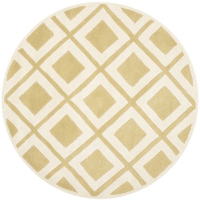 Chatham CHT759 Hand Tufted Area Rug Gold / Ivory 5' X 5'  - Safavieh.