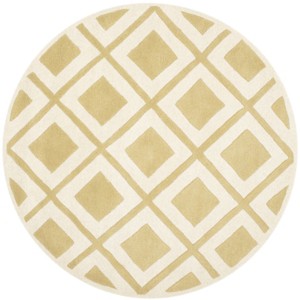 Chatham CHT759 Hand Tufted Area Rug Gold / Ivory 5' X 5'  - Safavieh. - 1 of 3