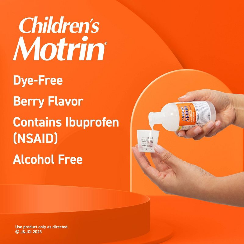 Children's Motrin Oral Suspension Dye-Free Fever Reduction & Pain Reliever - Ibuprofen (NSAID) - Berry - 4 fl oz, 5 of 9