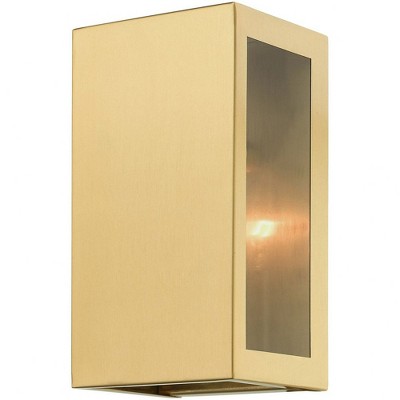 Satin Gold Stainless Steel 1-Light Outdoor Sconce with Clear Glass