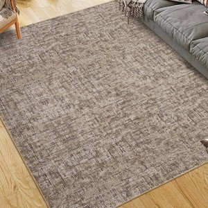 GustoWave Modern Machine Washable Area Rug, Floor Carpet for Living Room, Brown - 1 of 4