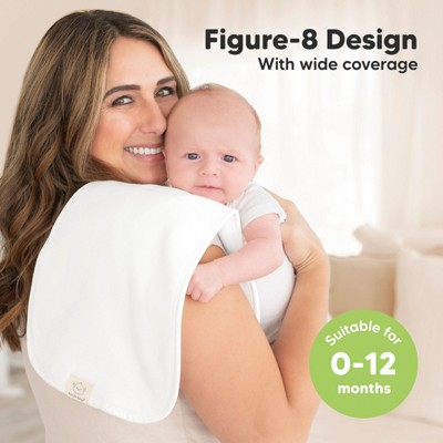 Soft White Organic Cotton Plush Baby Burp Cloth Set