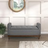 Vynxaria Tufted Gray Mid-Century Modern Lift Top Storage Bench 1pc Upholstered Solid Wood Walnut Finish Wooden Furniture - 3 of 4