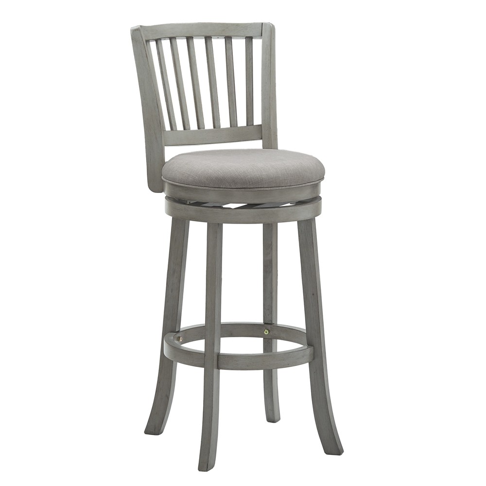 Inspire Q Falia Slat Back Barstool Antique Gray Finish/Gray Linen