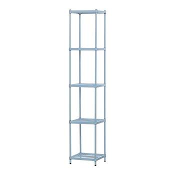 Design Ideas MeshWorks 5 Tier Full Size Metal Storage Shelving Unit Tower for Kitchen, Office, or Garage Organization, 13.8” x 13.8” x 70.9”, Sky Blue